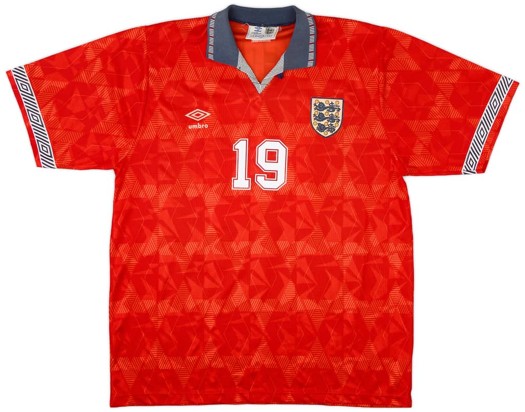 1990-93 England Away Shirt Gascoigne #19 - 6/10 - (XL)
