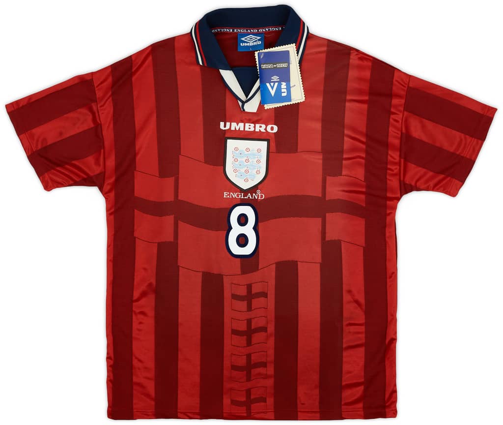 1997-99 England Away Shirt Gascoigne #8 (L)