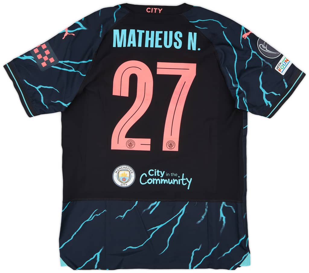 2023-24 Manchester City Match Issue Champions League Third Shirt Matheus N. #27