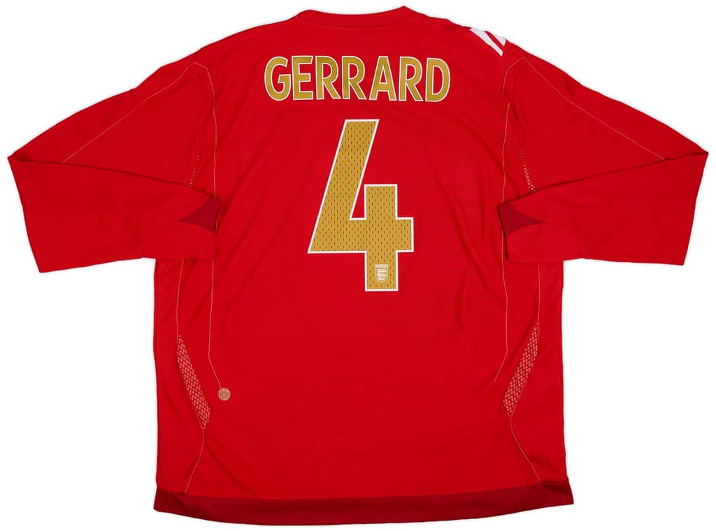 2006-08 England Away L/S Shirt Gerrard #4 - 8/10 - (XXL)