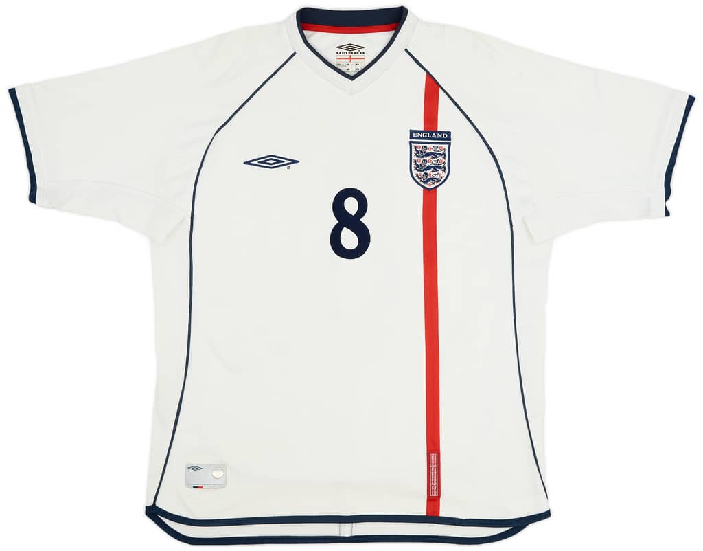 2001-03 England Home Shirt Scholes #8 - 8/10 - (L)