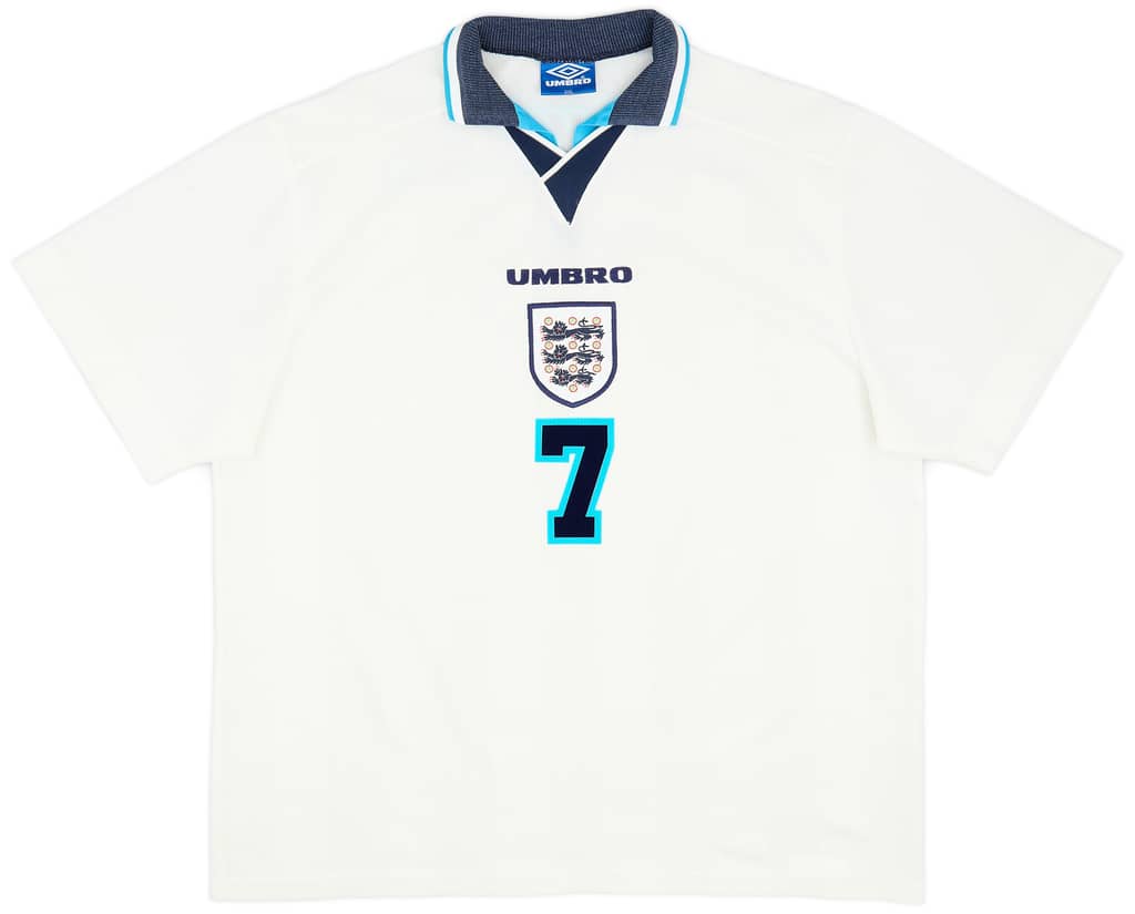 1995-97 England Home Shirt Beckham #7 - 5/10 - (XXL)