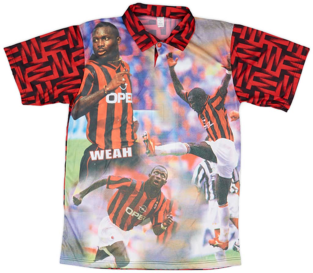 1998-99 AC Milan Graphic Shirt Weah #9 - 9/10 - (XL)