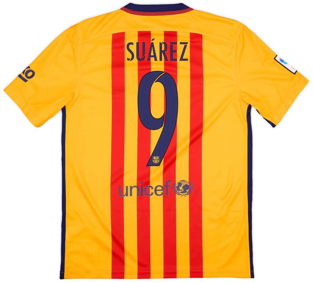 2015-16 Barcelona Away Shirt Suarez #9 (M)