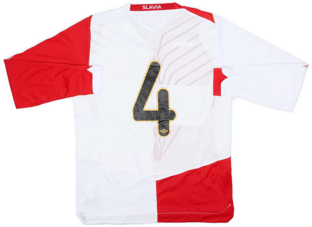 2008-09 Slavia Prague Home L/S Shirt #4 - 8/10 - (S)