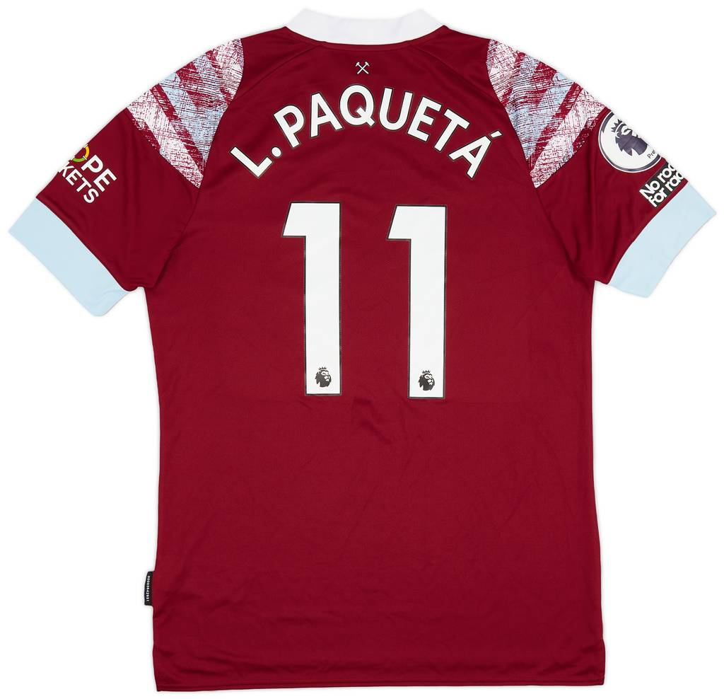 2022-23 West Ham Match Issue Home Shirt L. Paqueta #11