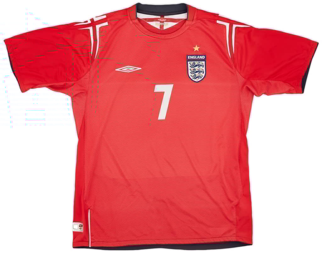 2004-06 England Away Shirt Beckham #7 - 6/10 - (L)