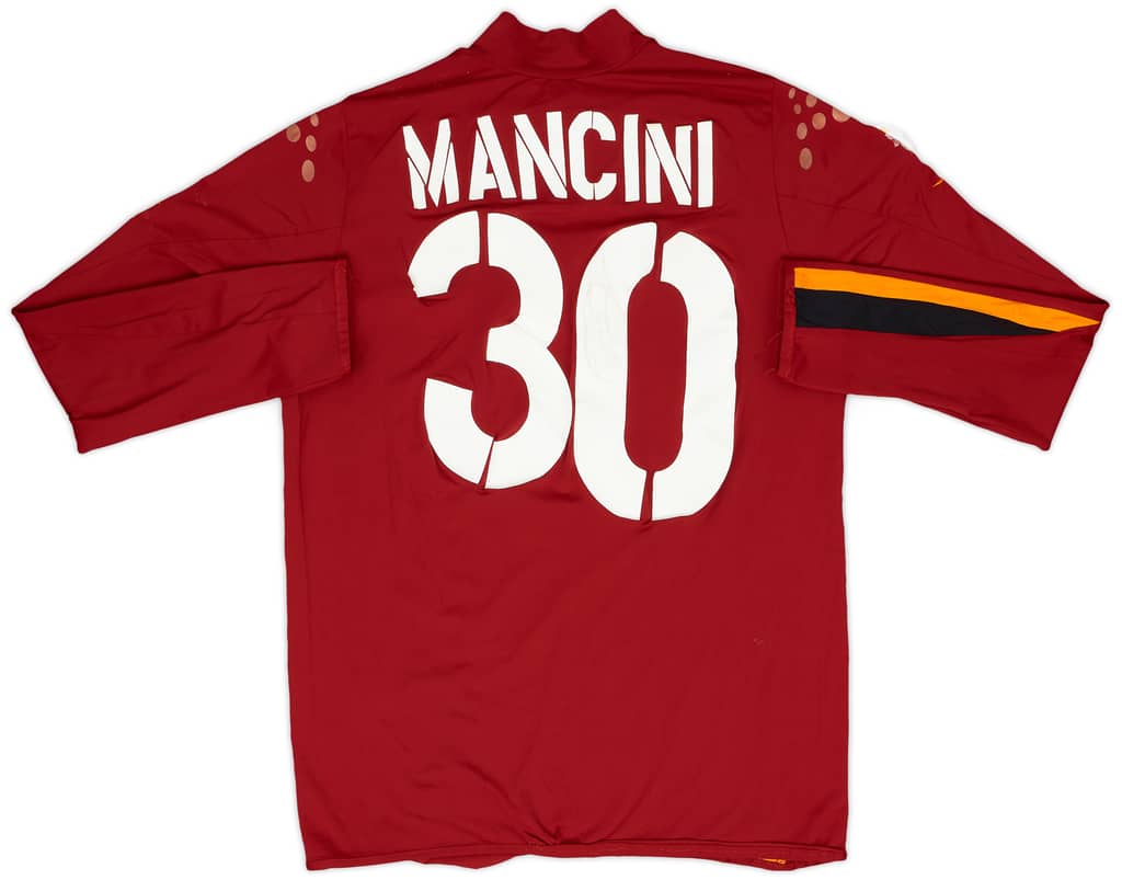 2004-05 Roma Match Issue Signed Home Shirt Mancini #30