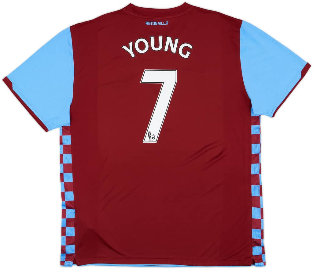 2010-11 Aston Villa Home Shirt Young #7 - 9/10 - (XXL)