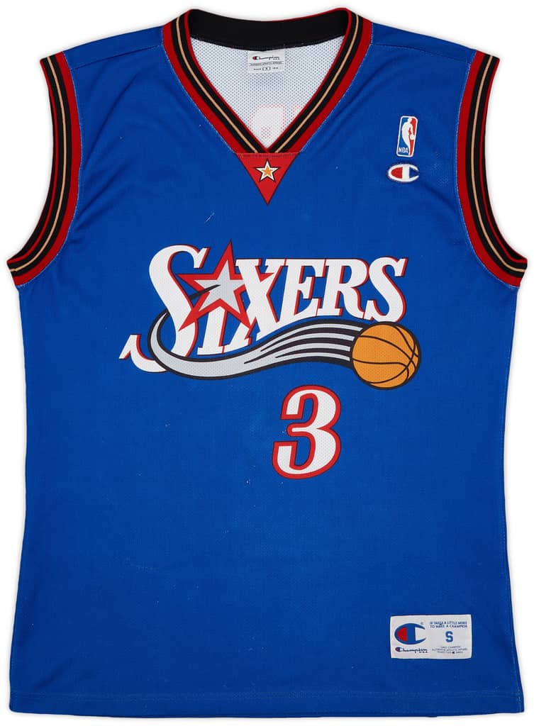 1999-00 Philadelphia 76ers Iverson #3 Champion Alternate Jersey - 8/10 - (S)