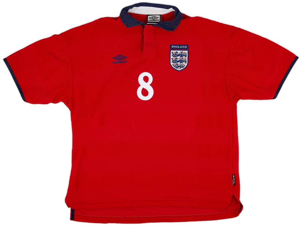 1999-01 England Away Shirt Scholes #8 - 9/10 - (XL)
