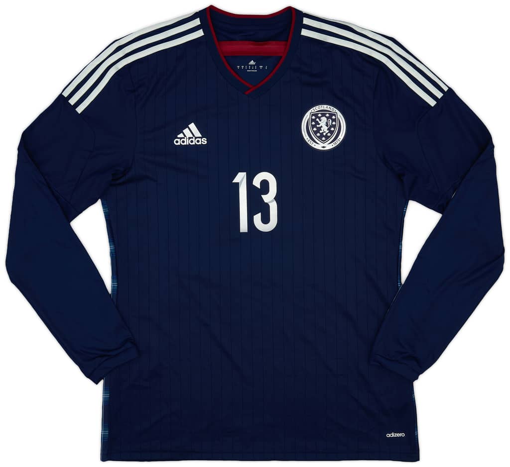 2014-15 Scotland Player Issue Home L/S Shirt #13 - 9/10 - (M)