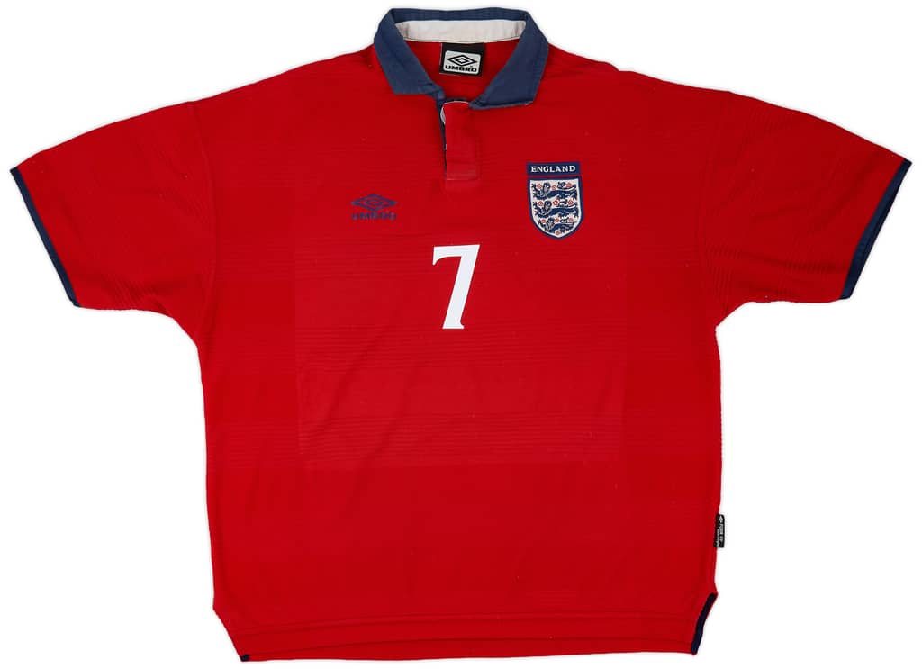 1999-01 England Away Shirt Beckham #7 - 6/10 - (XL)