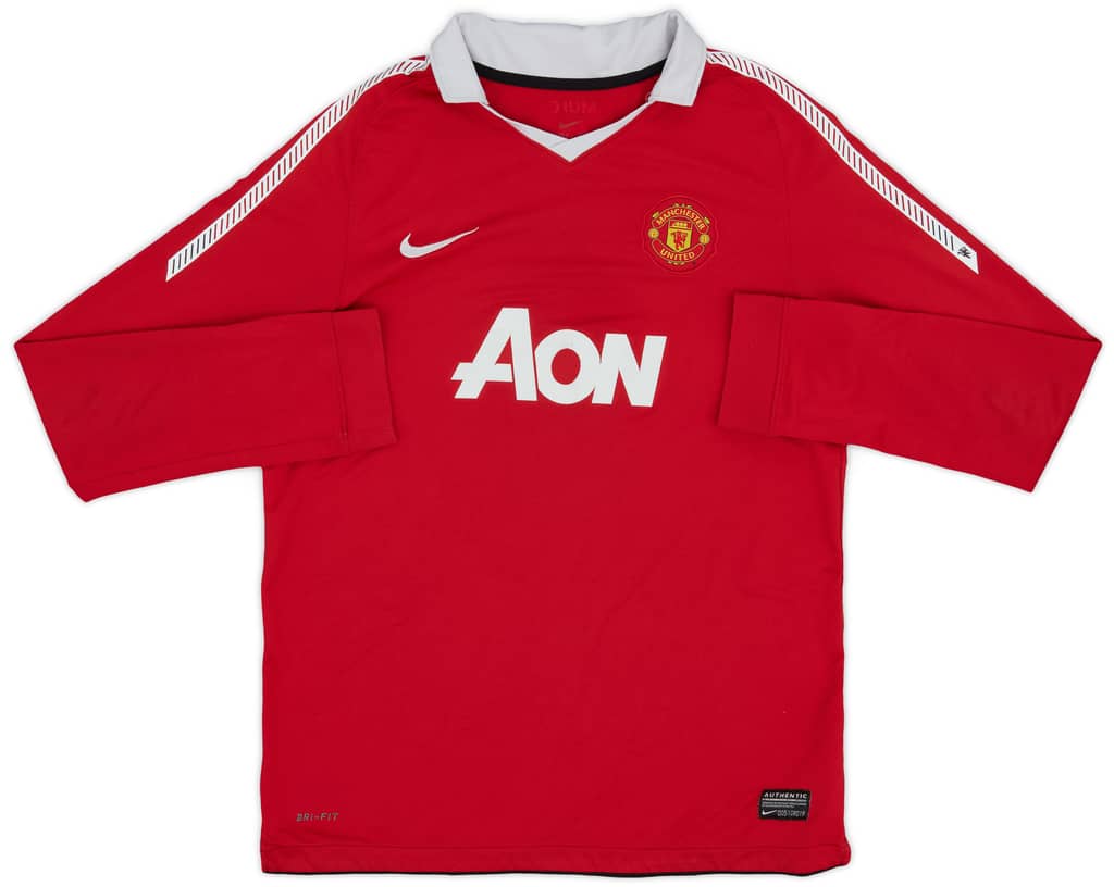 2010-11 Manchester United Home L/S Shirt - 6/10 - (XL.Boys)