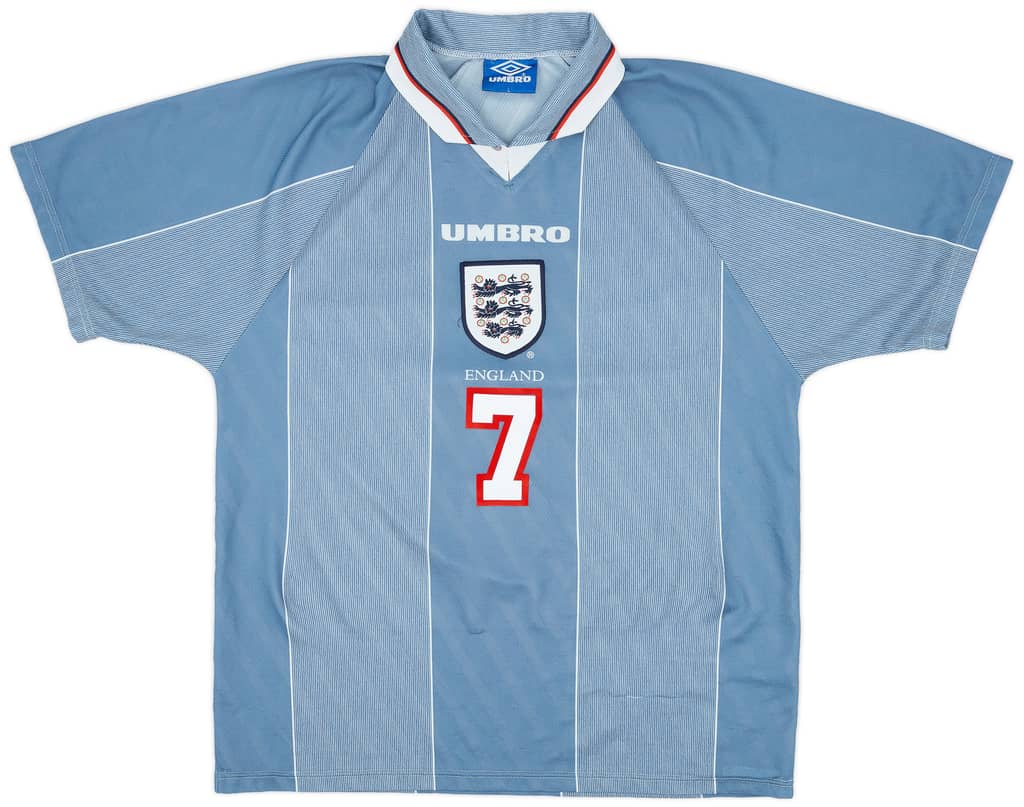 1996-97 England Away Shirt Beckham #7 - 6/10 - (L)