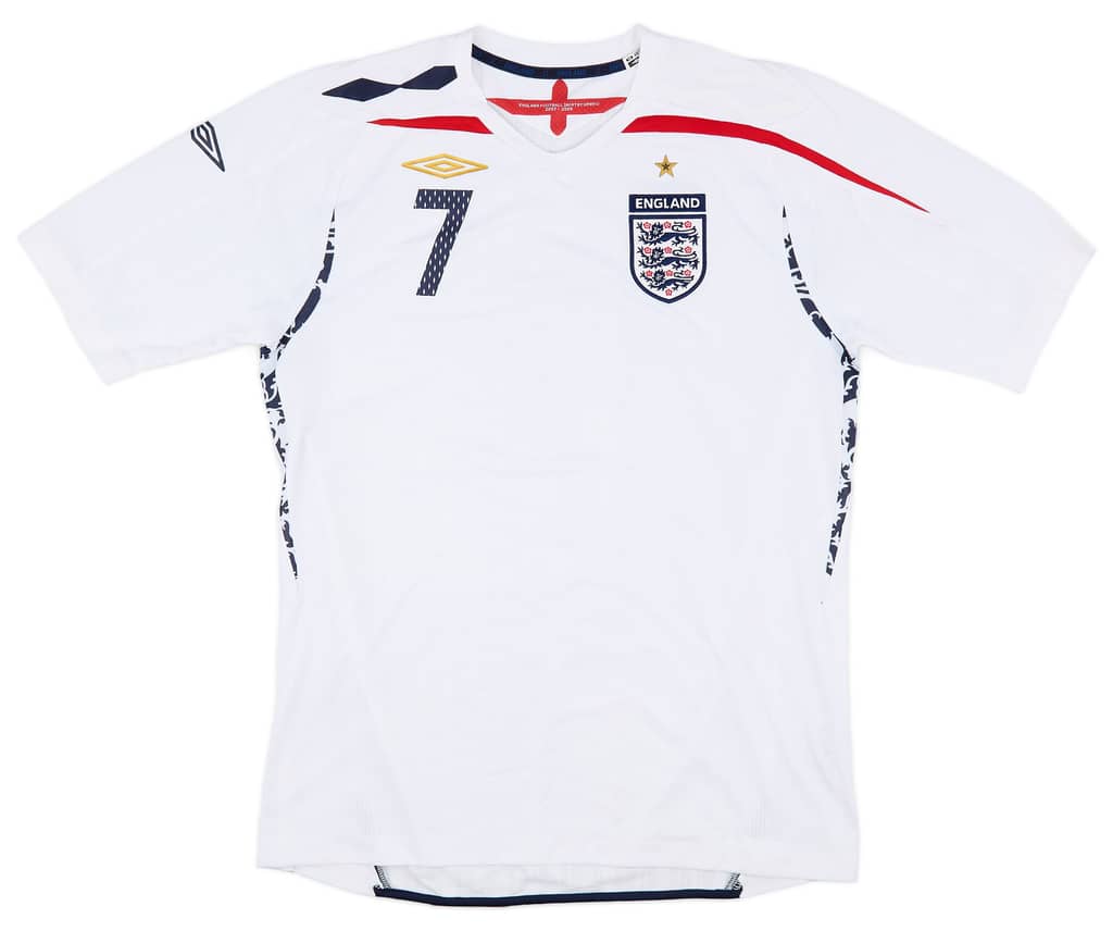 2007-09 England Home Shirt Beckham #7 - 8/10 - (S)