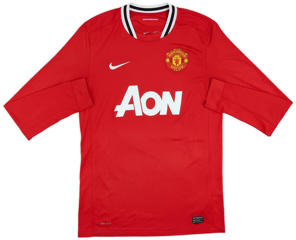 2011-12 Manchester United Home L/S Shirt Rooney #10 - 8/10 - (M)