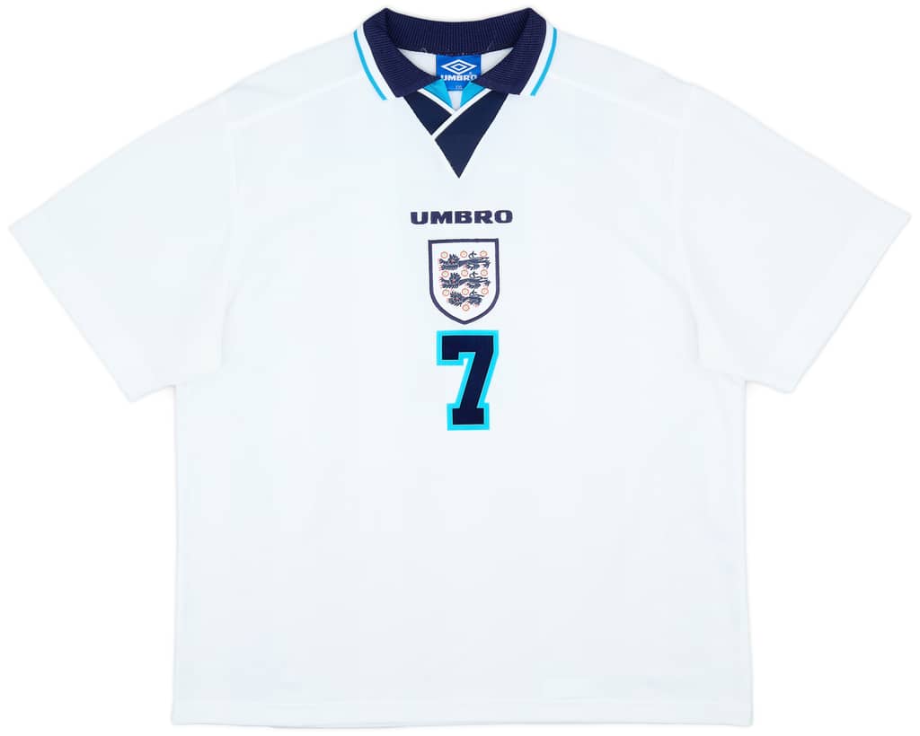 1995-97 England Home Shirt Beckham #7 - 8/10 - (XXL)