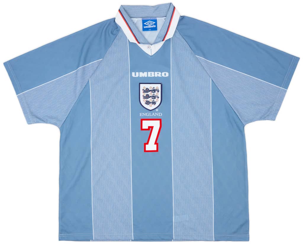 1996-97 England Away Shirt Beckham #7 - 8/10 - (XXL)