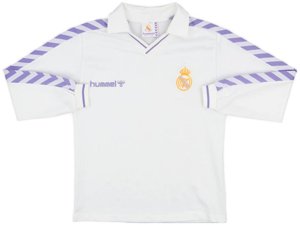 1986-88 Real Madrid Home L/S Shirt - 8/10 - (M)