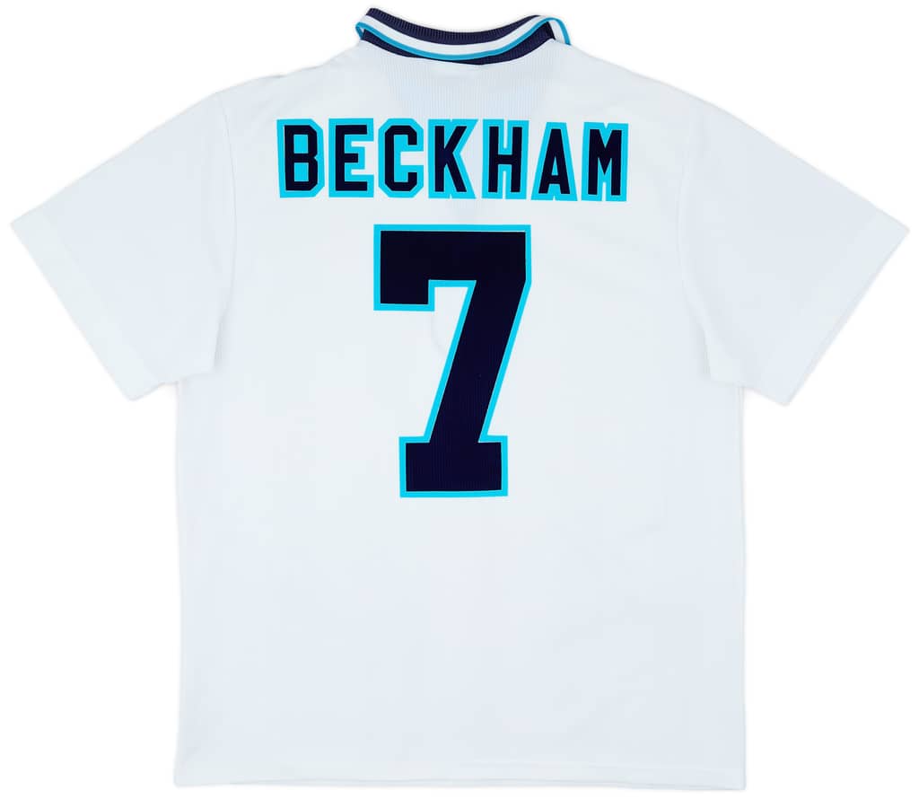 1995-97 England Home Shirt Beckham #7 - 8/10 - (L)