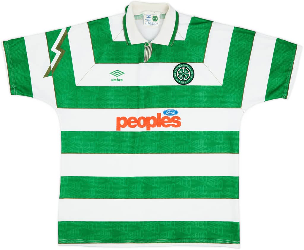 1991-92 Celtic Home Shirt - 9/10 - (XL)