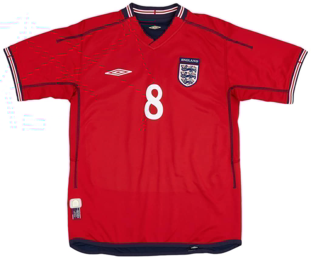 2002-04 England Away Shirt Scholes #8 - 8/10 - (S)