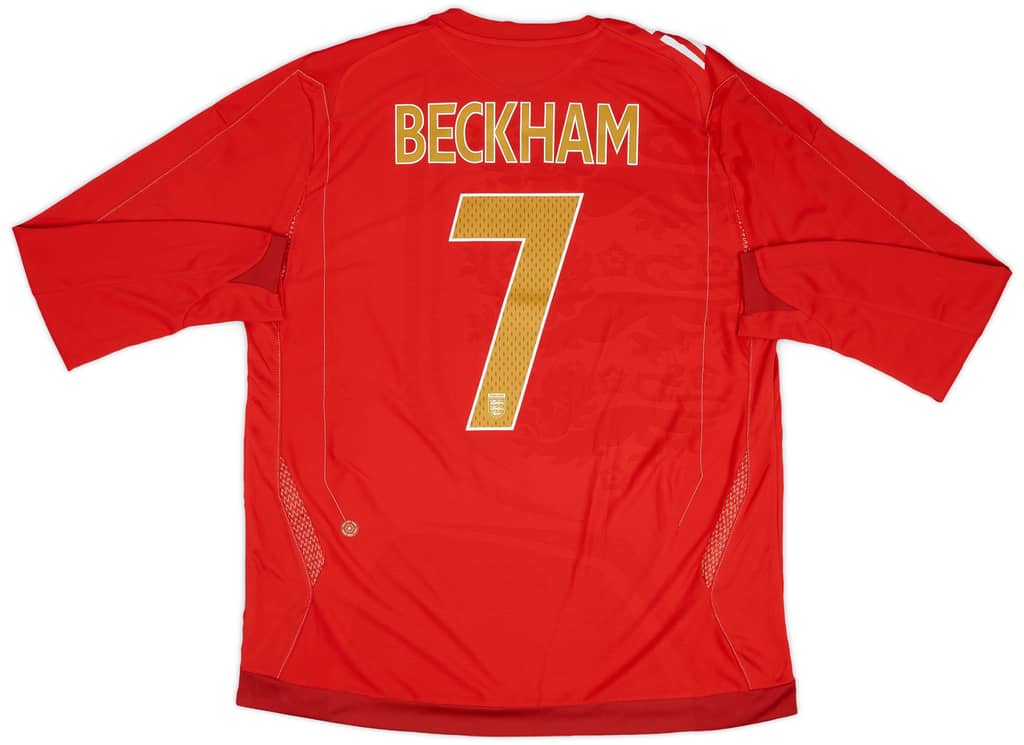 2006-08 England Away L/S Shirt Beckham #7 - 8/10 - (S)