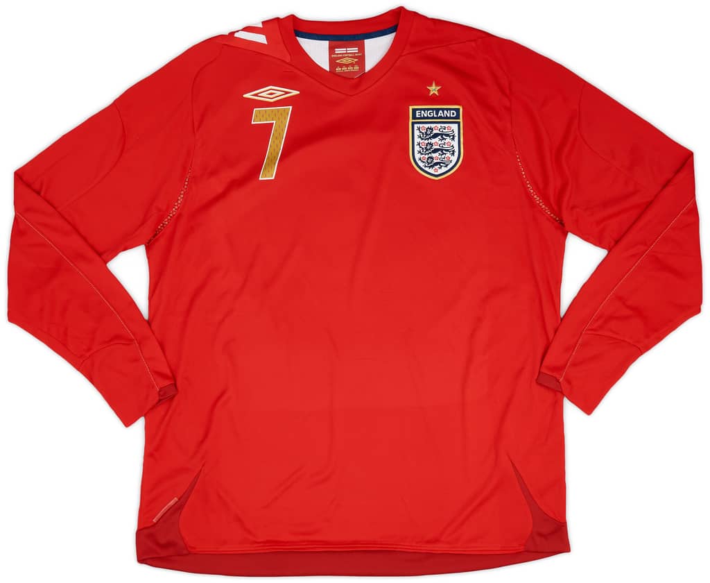 2006-08 England Away L/S Shirt Beckham #7 - 8/10 - (S)