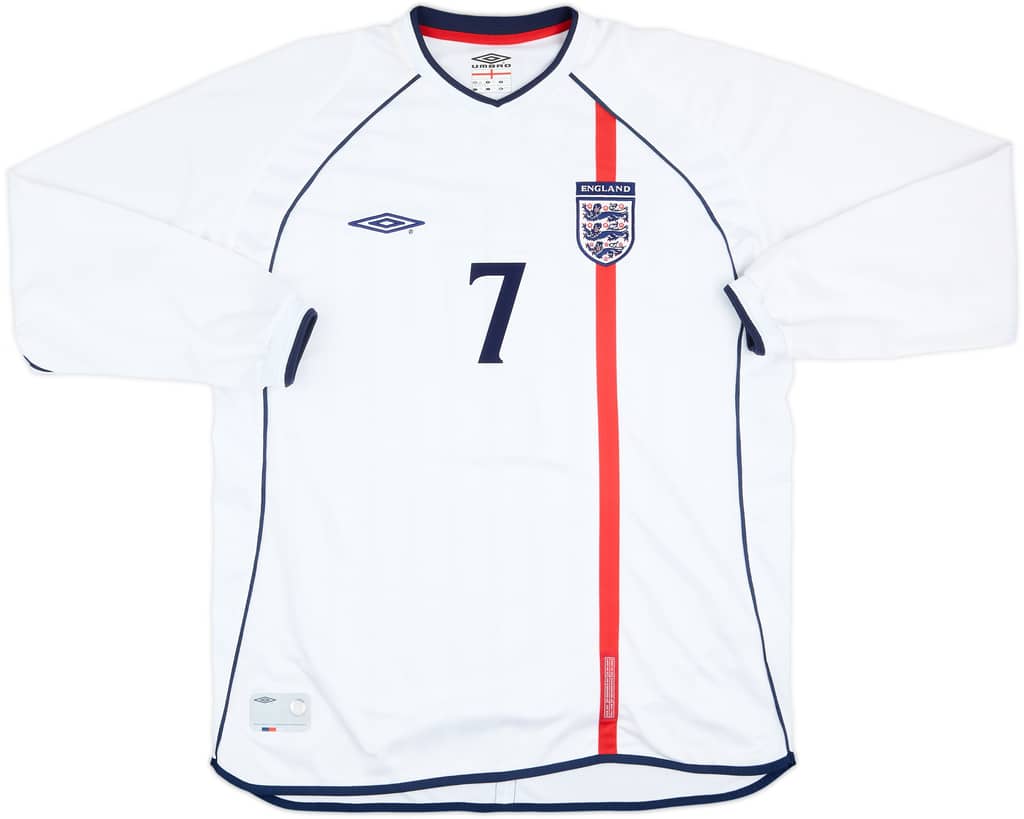 2001-03 England Home L/S Shirt Beckham #7