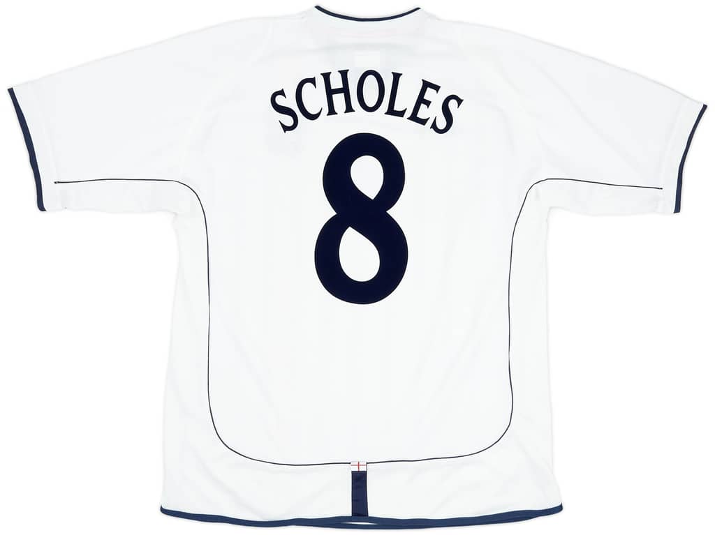 2001-03 England Home Shirt Scholes #8 - 6/10 - (S)