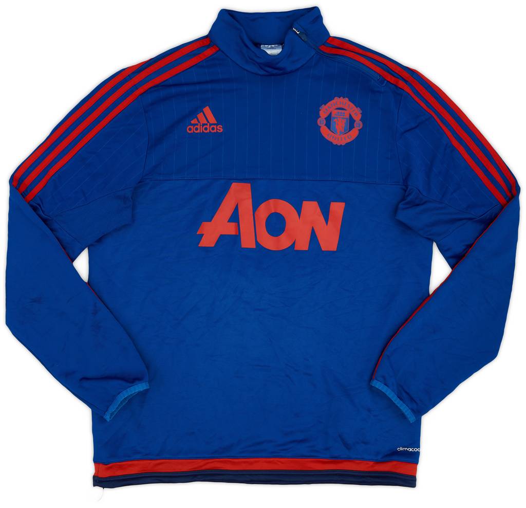 2015-16 Manchester United adidas 1/4 Zip Sweat Top - 9/10 - (M)