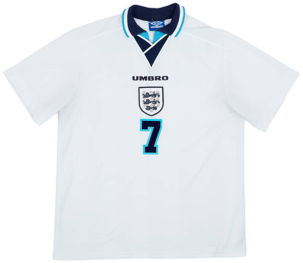 1995-97 England Home Shirt Beckham #7 - 8/10 - (XL)