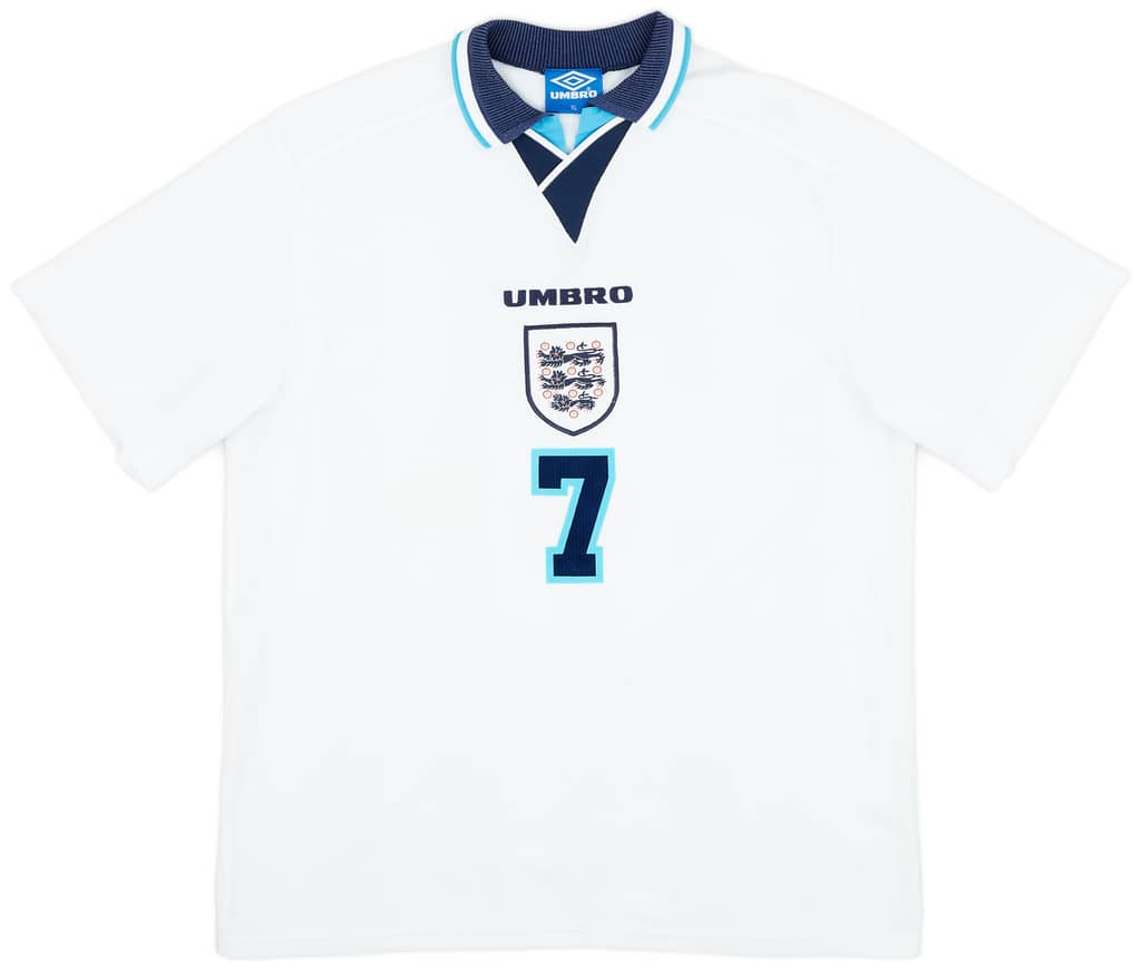 1995-97 England Home Shirt Beckham #7 - 8/10 - (XL)