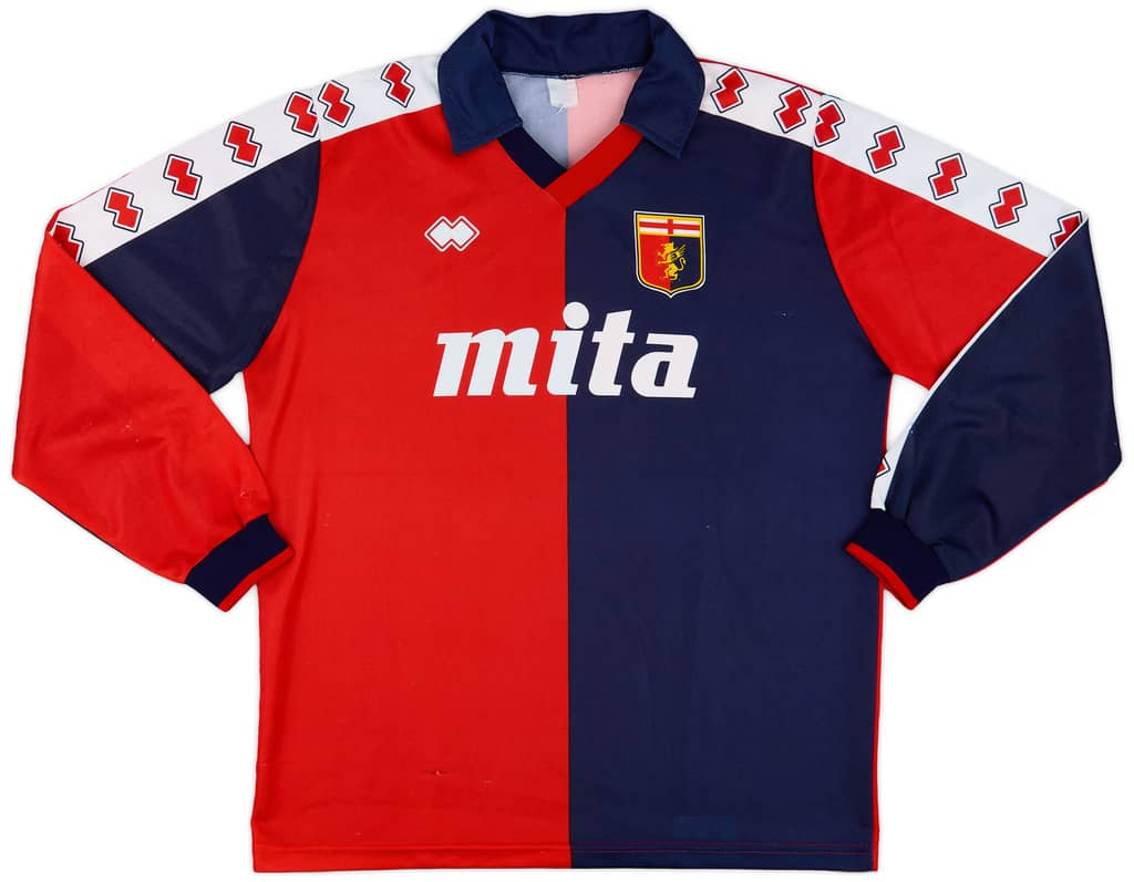 1989-90 Genoa Home L/S Shirt #9 - 8/10 - (L/XL)
