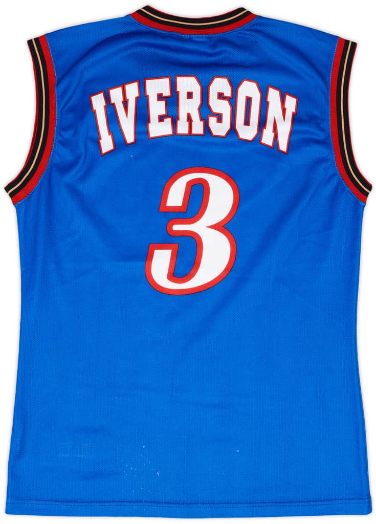 1999-00 Philadelphia 76ers Iverson #3 Champion Alternate Jersey - 9/10 - (S)