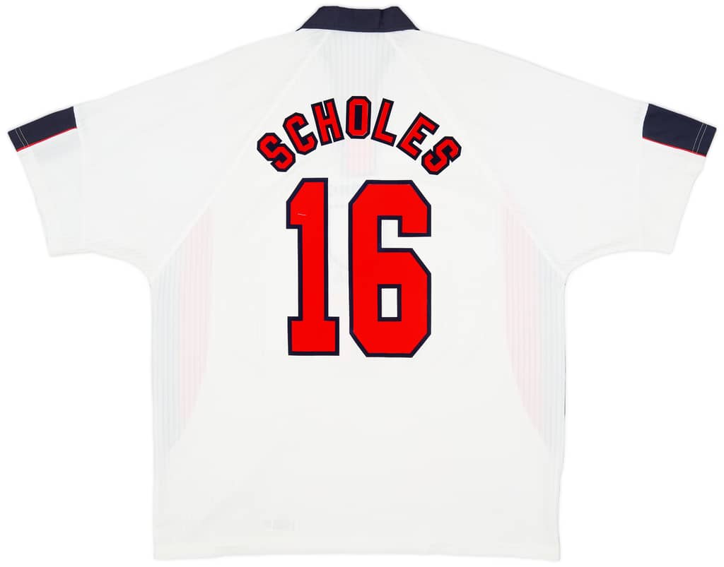 1997-99 England Home Shirt Scholes #16 - 9/10 - (XXL)