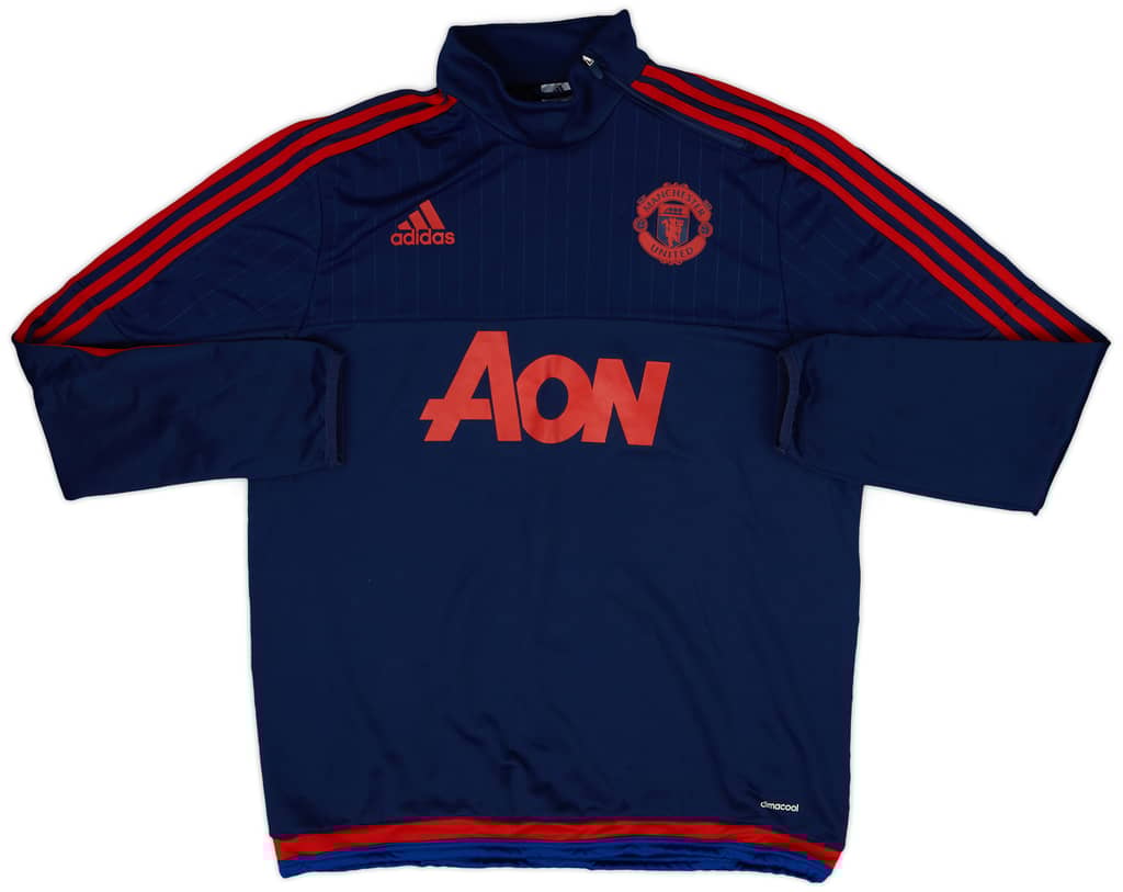 2015-16 Manchester United adidas 1/4 Zip Sweat Top - 8/10 - (L)