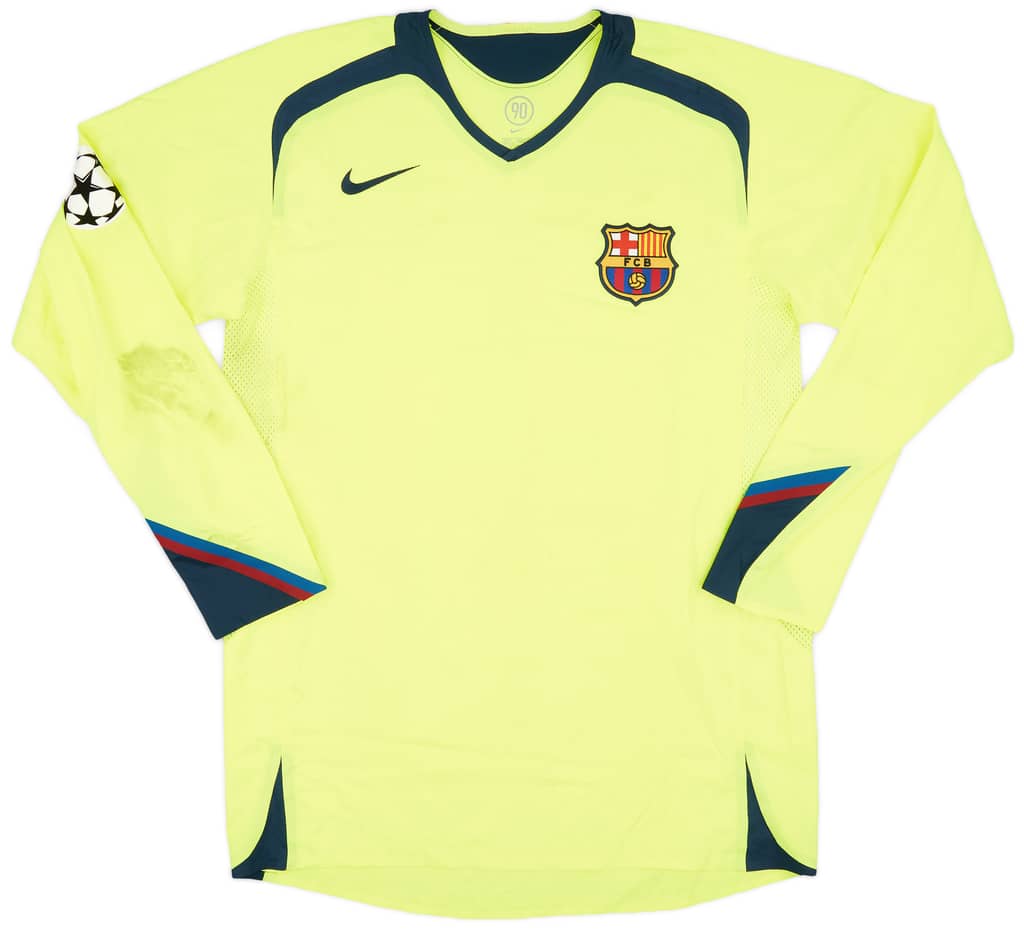 2005-06 Barcelona Match Worn Champions League Away L/S Shirt Oleguer #23