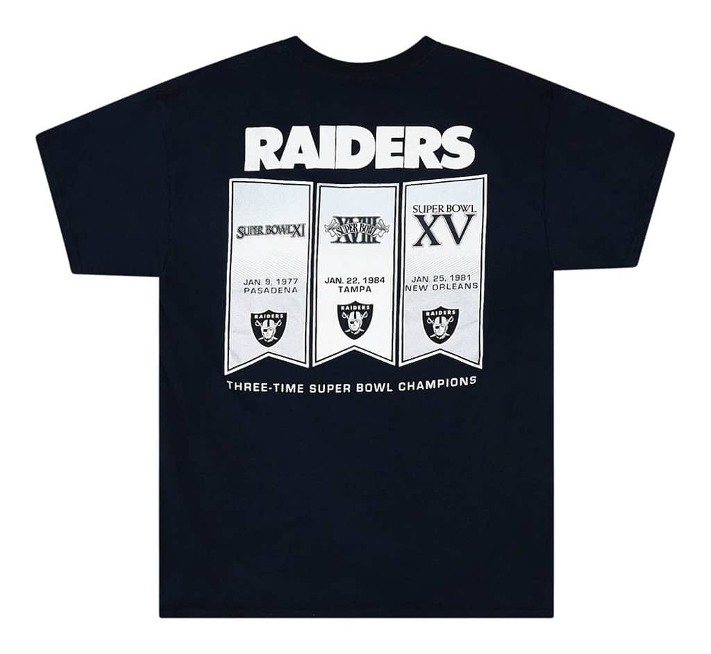 2010s Oakland Raiders Three-Time Super Bowl Champions Graphic Tee L