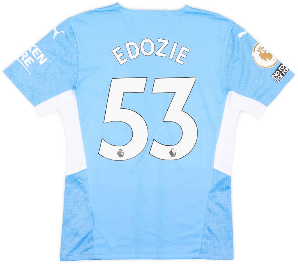 2021-22 Manchester City Match Issue Home Shirt Edozie #53