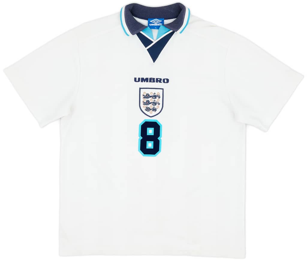 1995-97 England Home Shirt Gascoigne #8 - 7/10 - (XL)