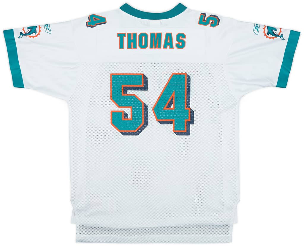 2002-04 Miami Dolphins Thomas #54 Reebok On Field Away Jersey - 9/10 - (XL.Boys)
