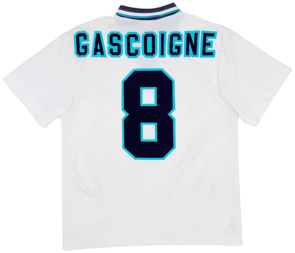 1995-97 England Home Shirt Gascoigne #8 - 7/10 - (M)