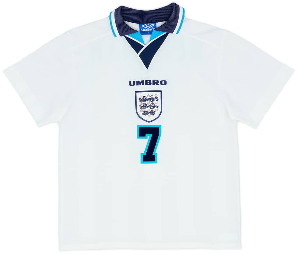 1995-97 England Home Shirt Beckham #7 - 9/10 - (M)