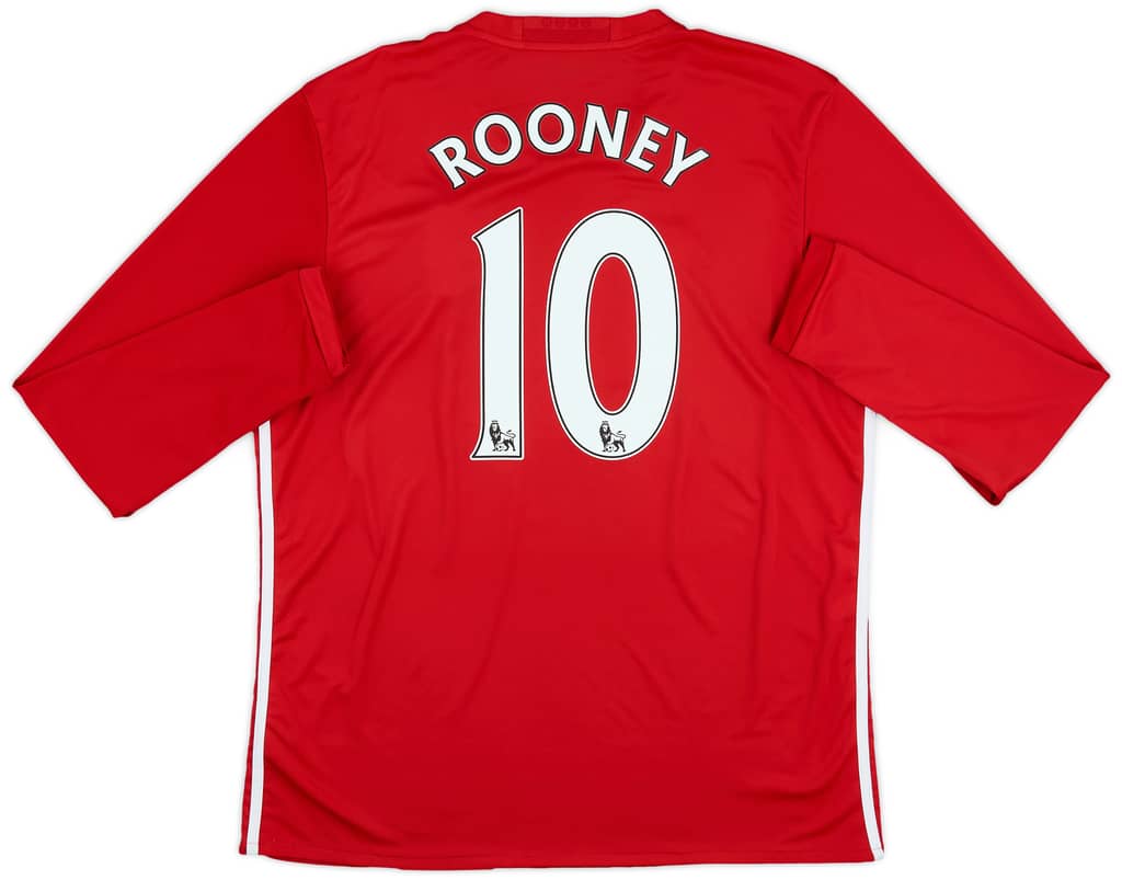 2016-17 Manchester United Home L/S Shirt Rooney #10 - 8/10 - (XL)