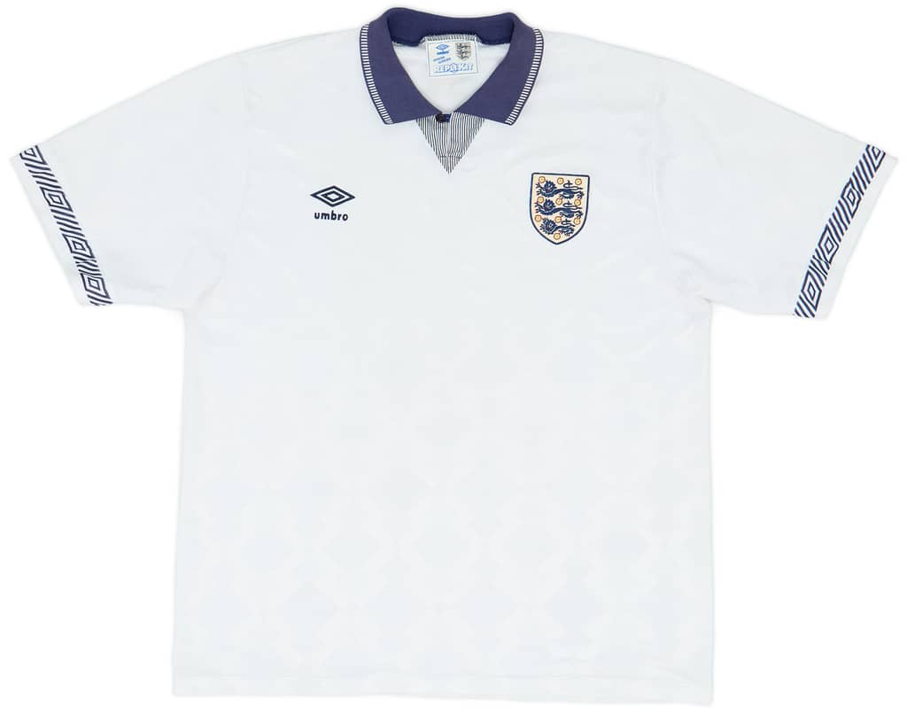 1990-92 England Home Shirt - 8/10 - (XL)