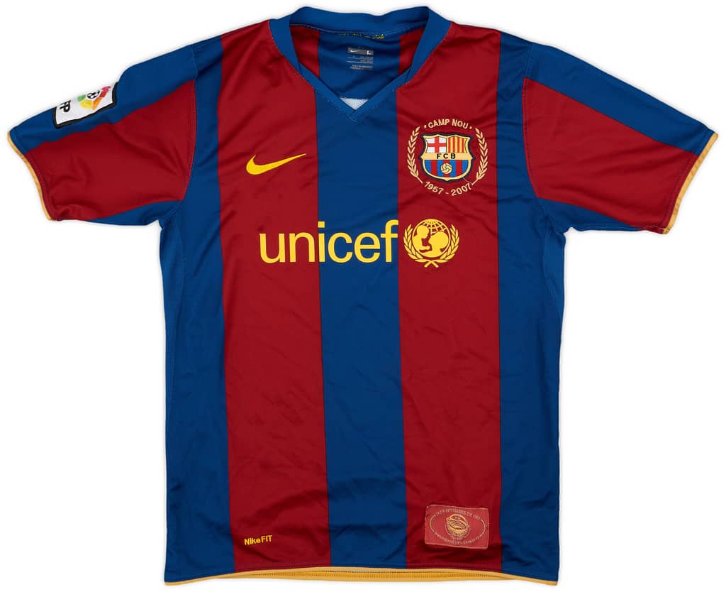 2007-08 Barcelona Home Shirt - 8/10 - (L.Boys)