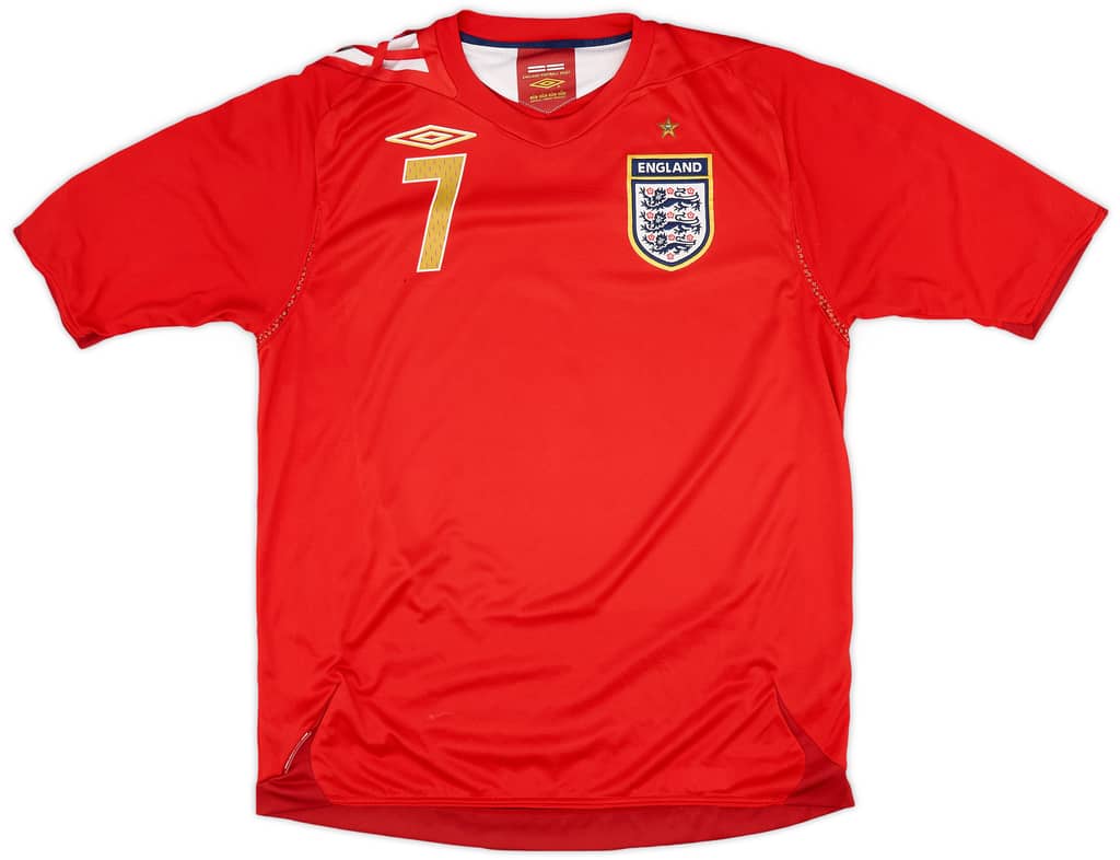 2006-08 England Away Shirt Beckham #7 - 6/10 - (L)