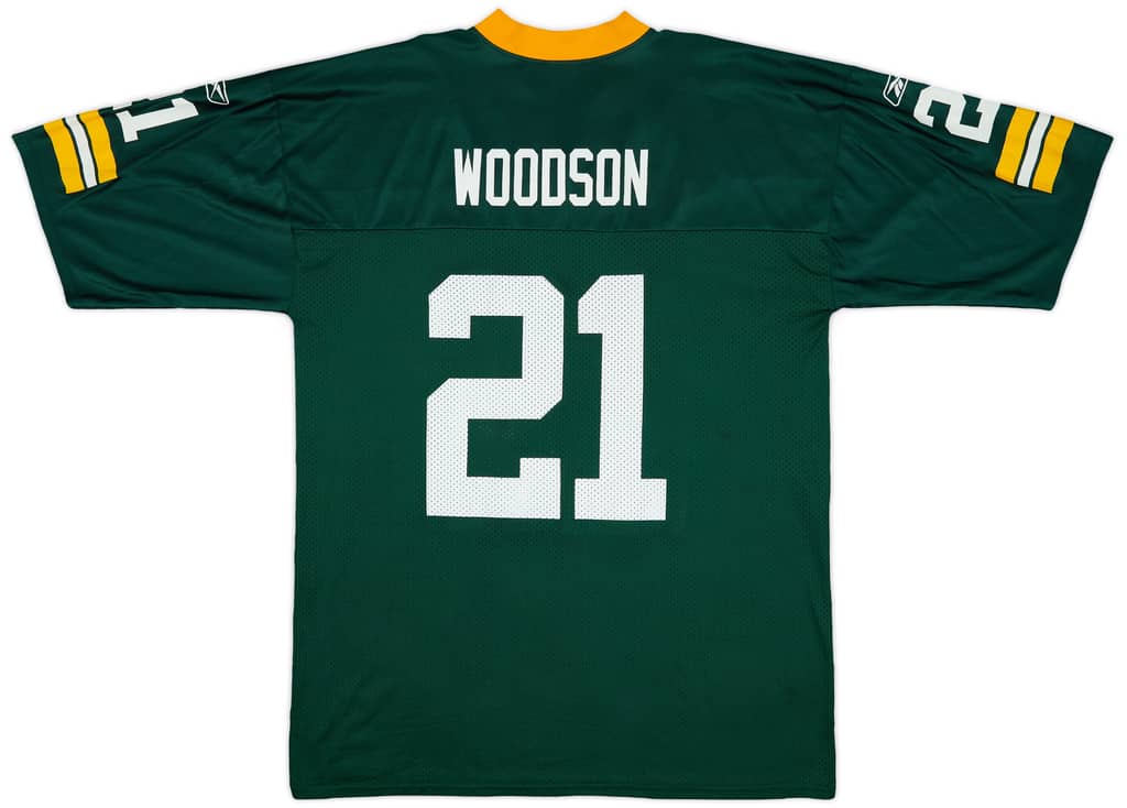 2008-11 Green Bay Packers Woodson #21 Reebok Replica Home Jersey - 9/10 - (XL)